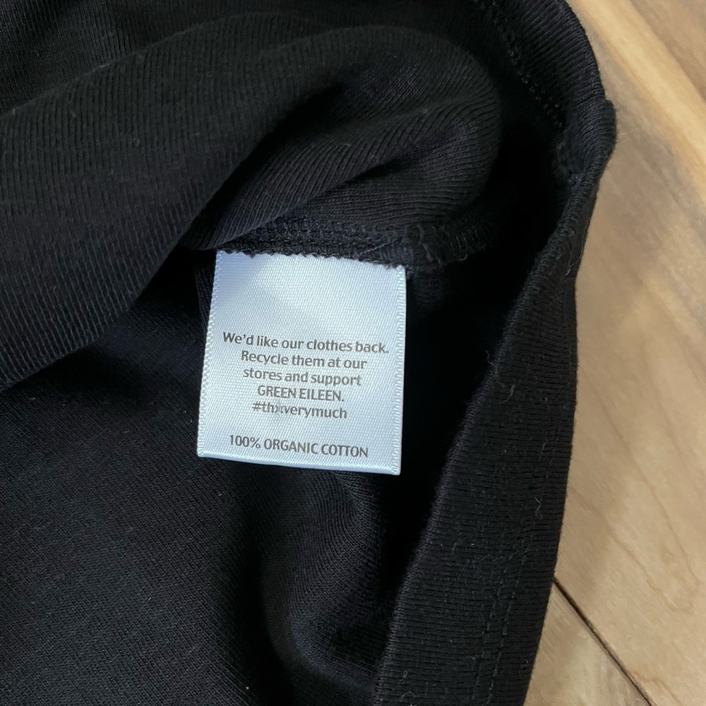 EILEEN FISHER Tank Top Sz L Petite Organic Cotton Jersey Cami Scoop Neck Black - Picture 3 of 6